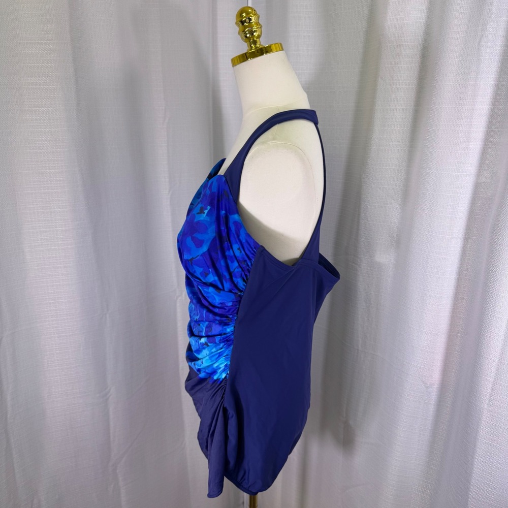 Miraclesuit One Piece Swimsuit Navy Cascade Floral Tunic Halter  UK 24W US 22W - Picture 4 of 14